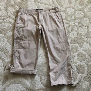 Lucky Embroidered Crop Khakis